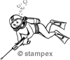 diving stamps motif 2360 - Diver, Comic