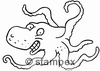 Taucherstempel Motiv 7265 - Krake, Kalmar, Octopus, Sepia